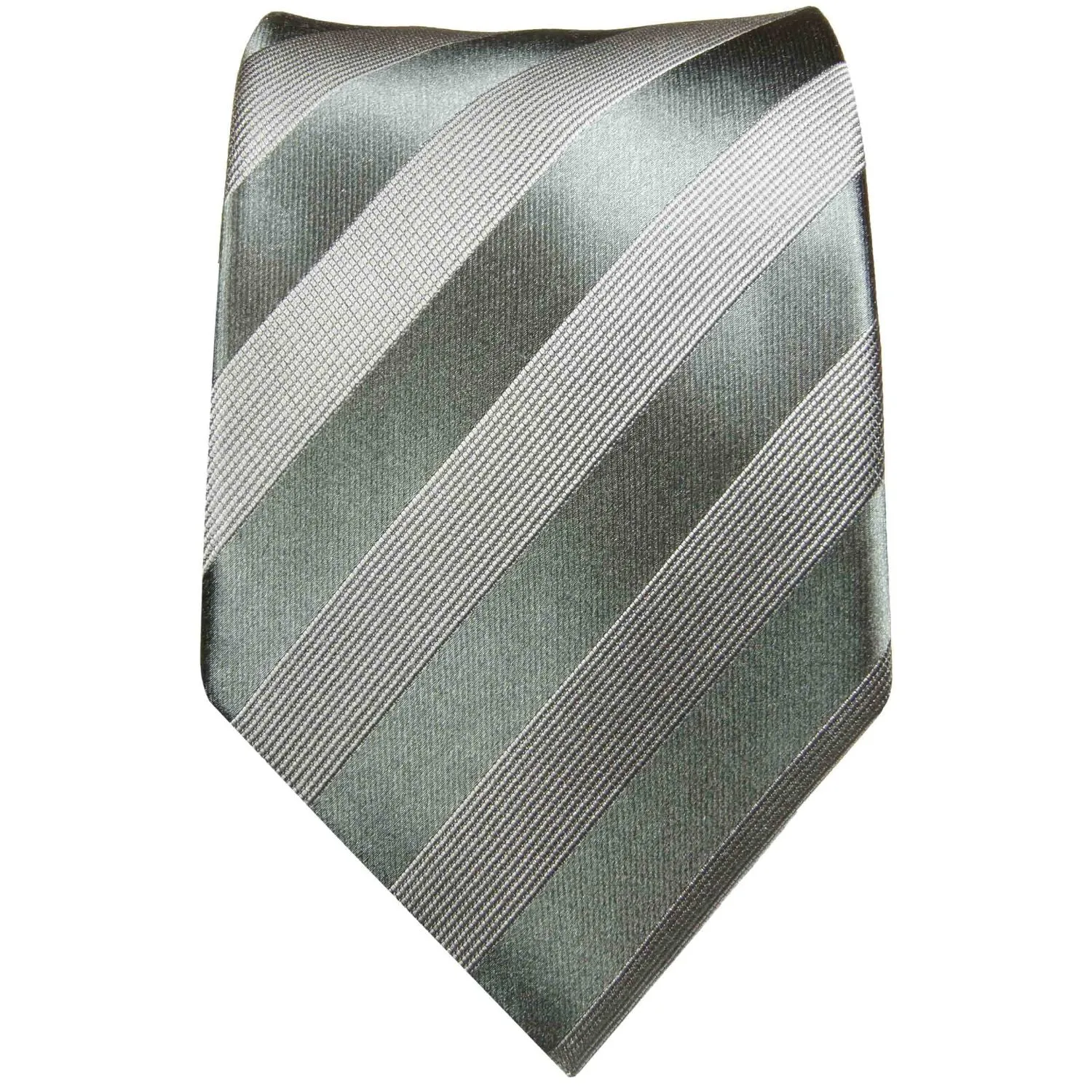 Silver Grey Striped Silk Tie and Accessories