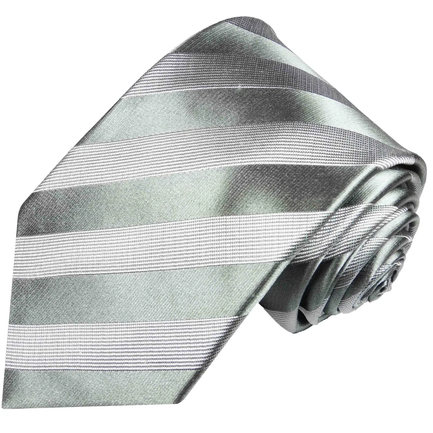 Silver Grey Striped Silk Tie and Accessories