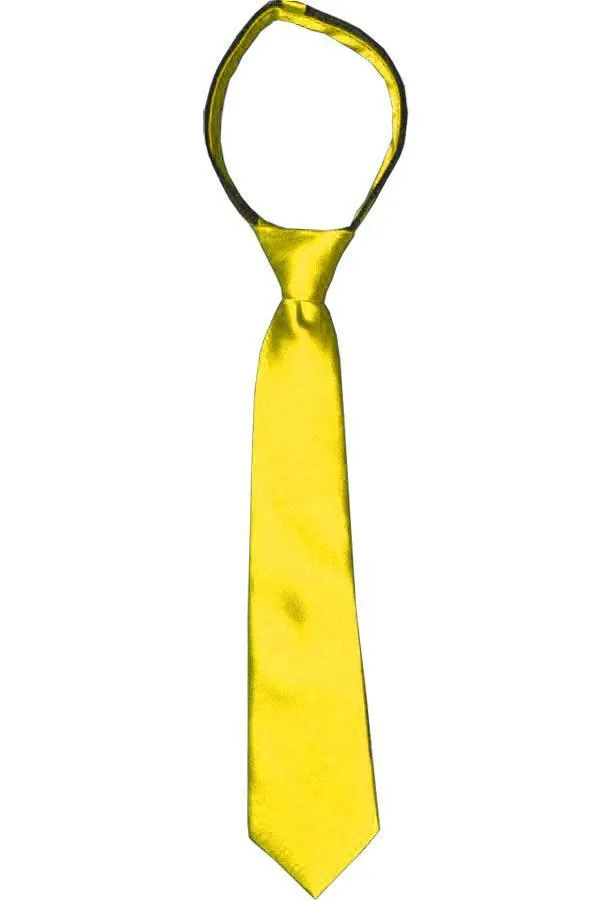 Solid Yellow Boys Zipper Tie