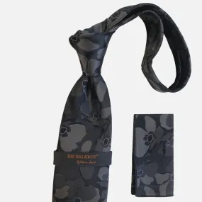 Steven Land “BW2404” Black Silk Tie and Hanky