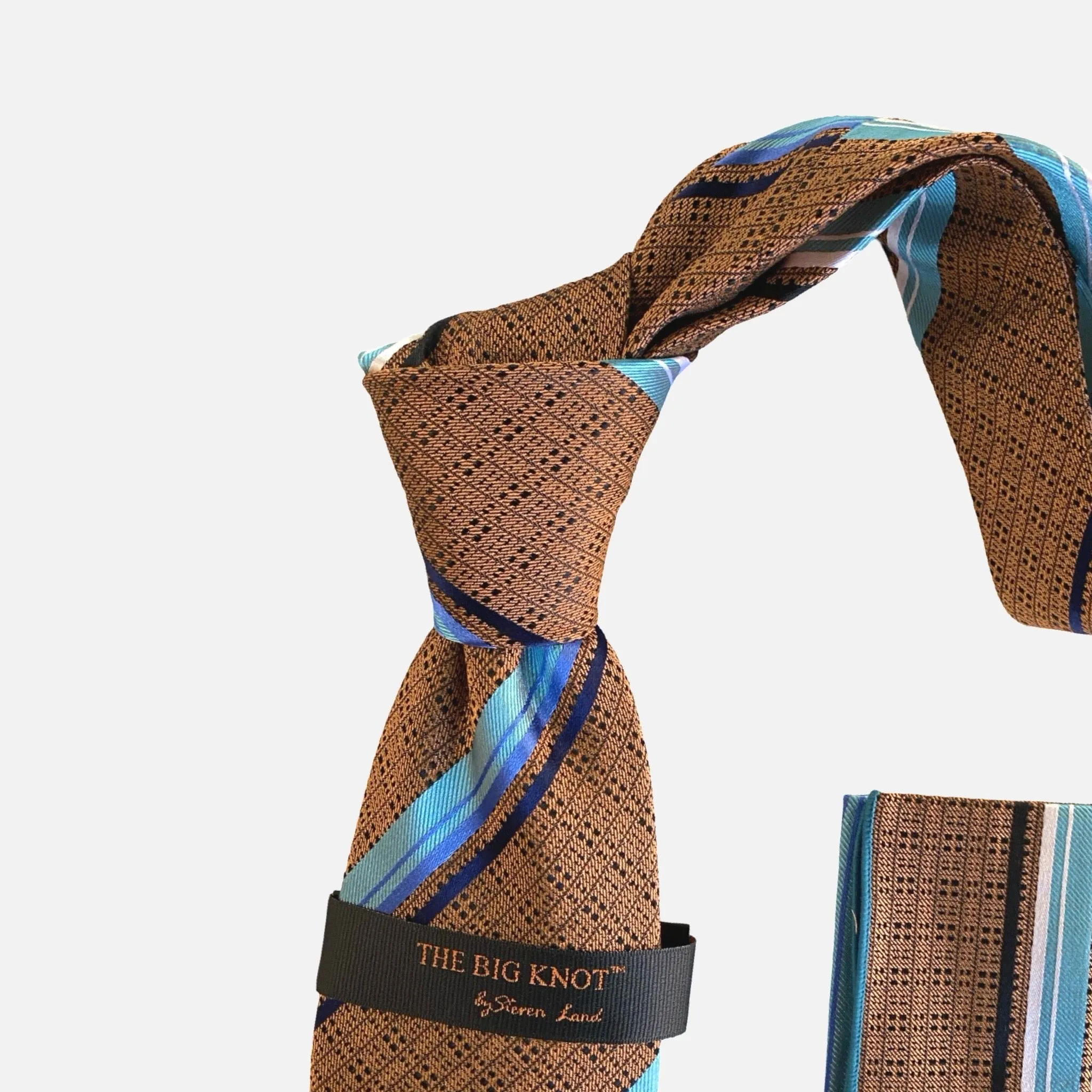 Steven Land “BW2427” Brown Silk Tie and Hanky