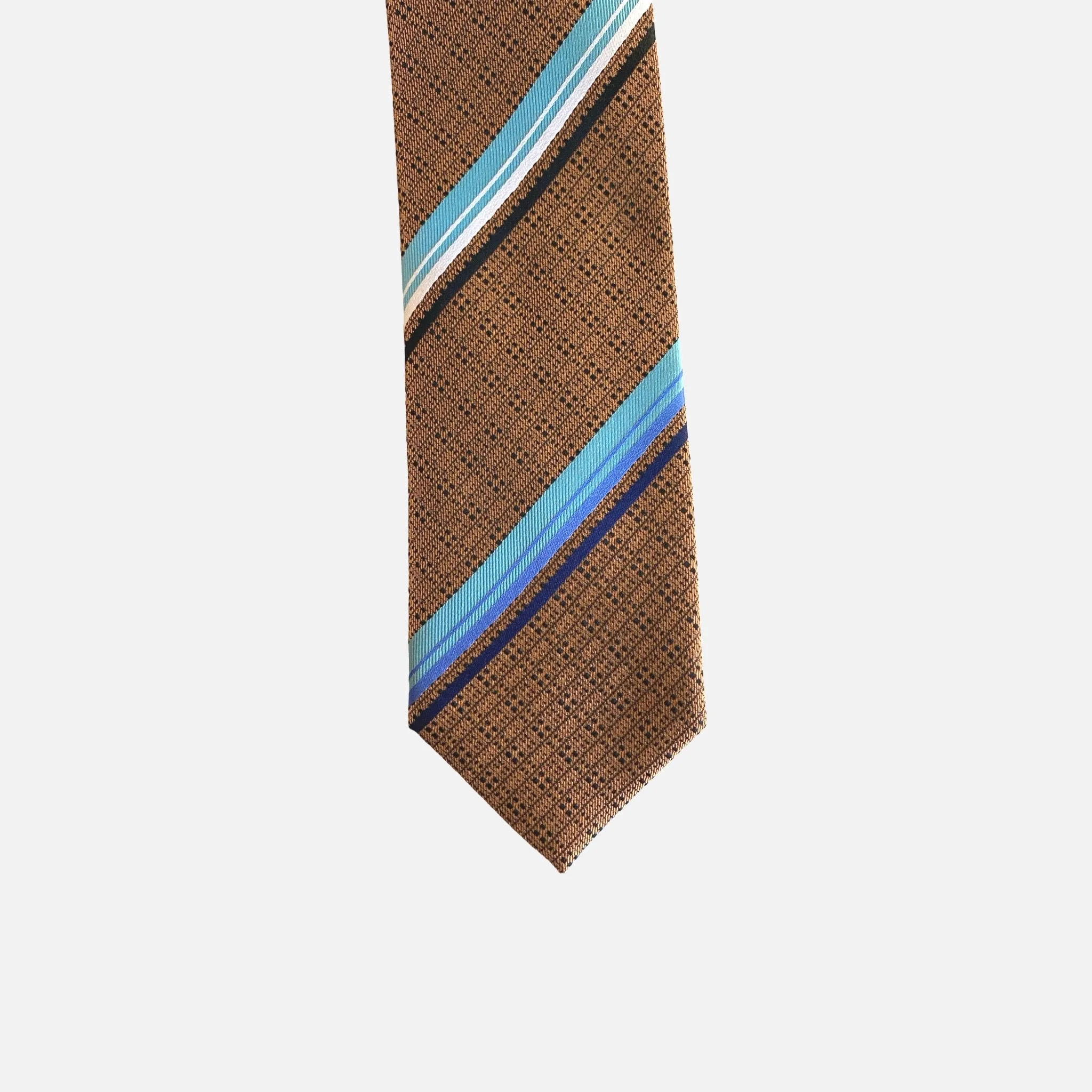 Steven Land “BW2427” Brown Silk Tie and Hanky