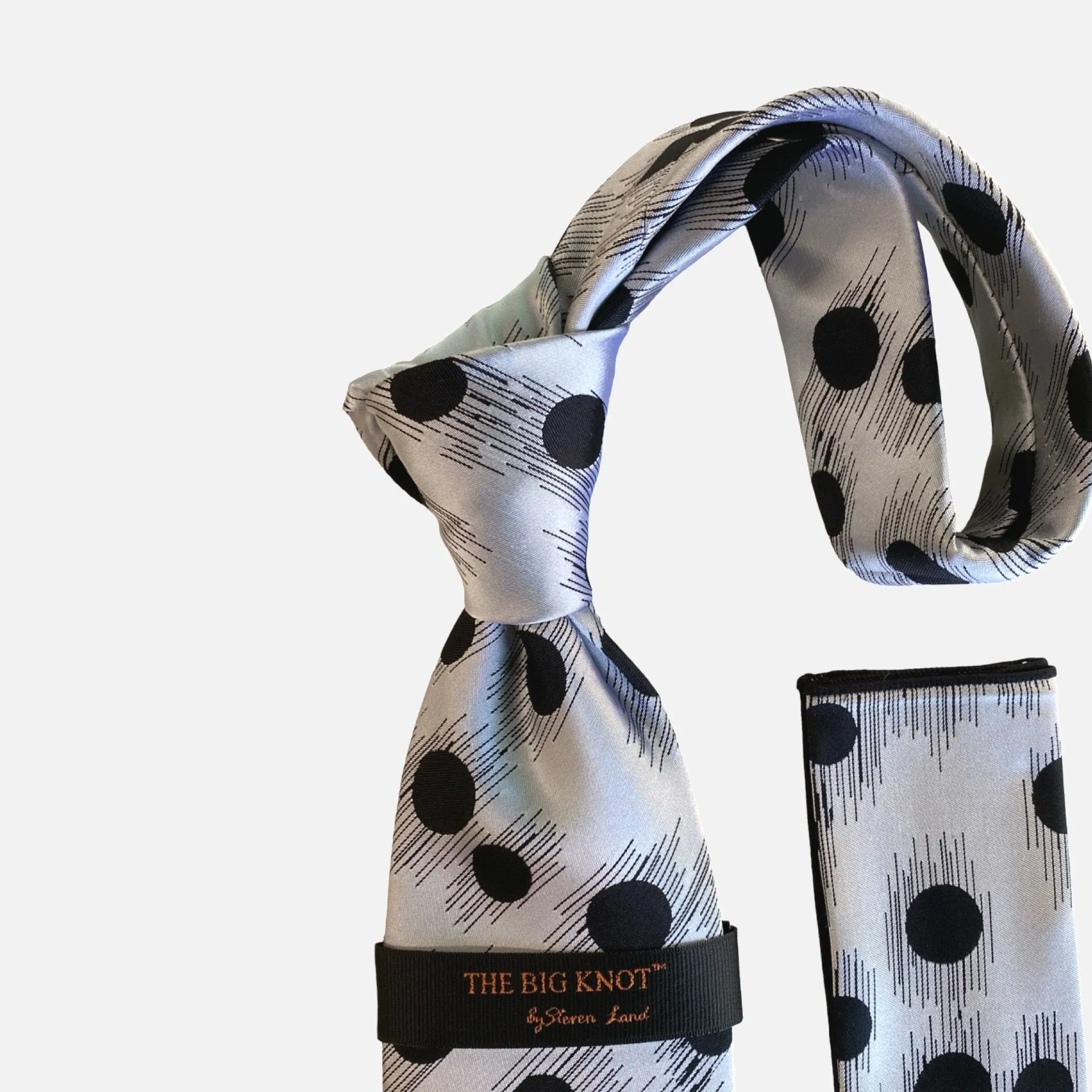 Steven Land Silk tie and Hanky “BW2423” White/Black