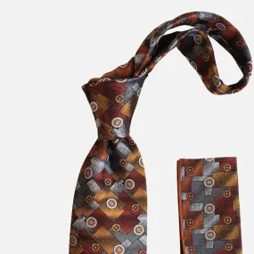 Steven Land Silk tie and Hanky “BW2435” Brown