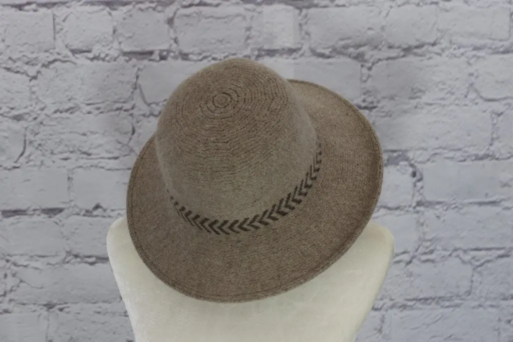 Stylish wool cloche hat with tucked tie rope