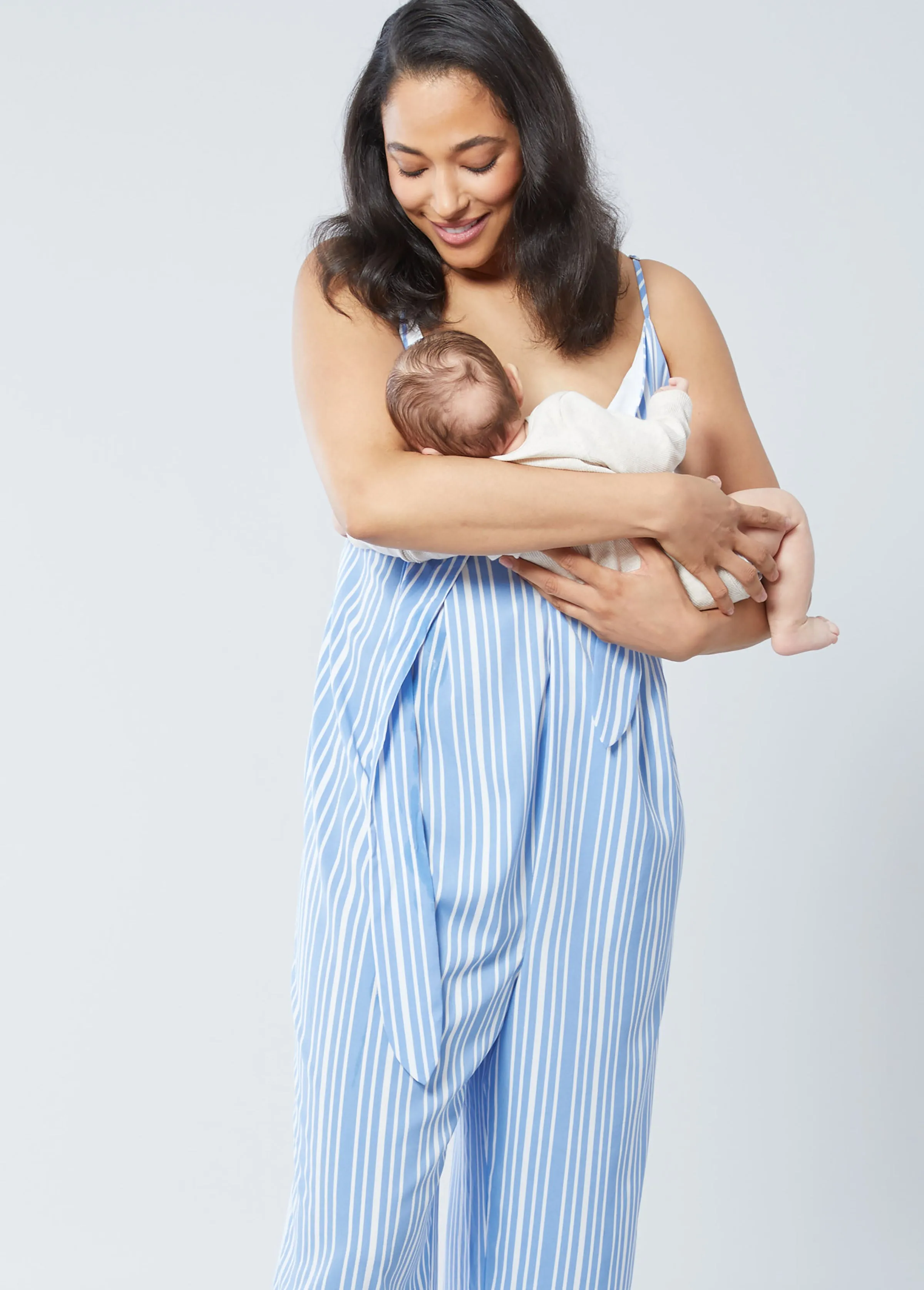 The Tie It Together Blue Maternity   Nursing Jumpsuit