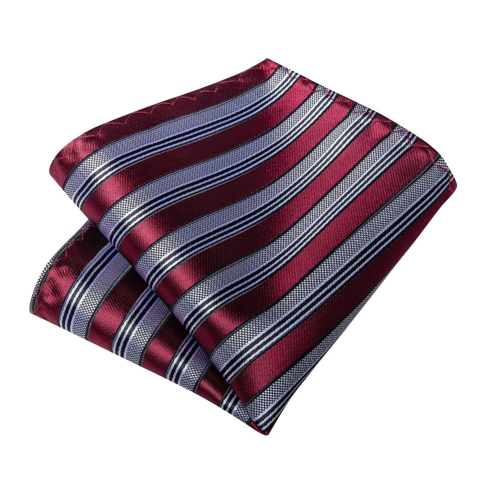 Ties2you Children's Tie Burgundy Grey Striped Pre-Tied Necktie Hanky Set