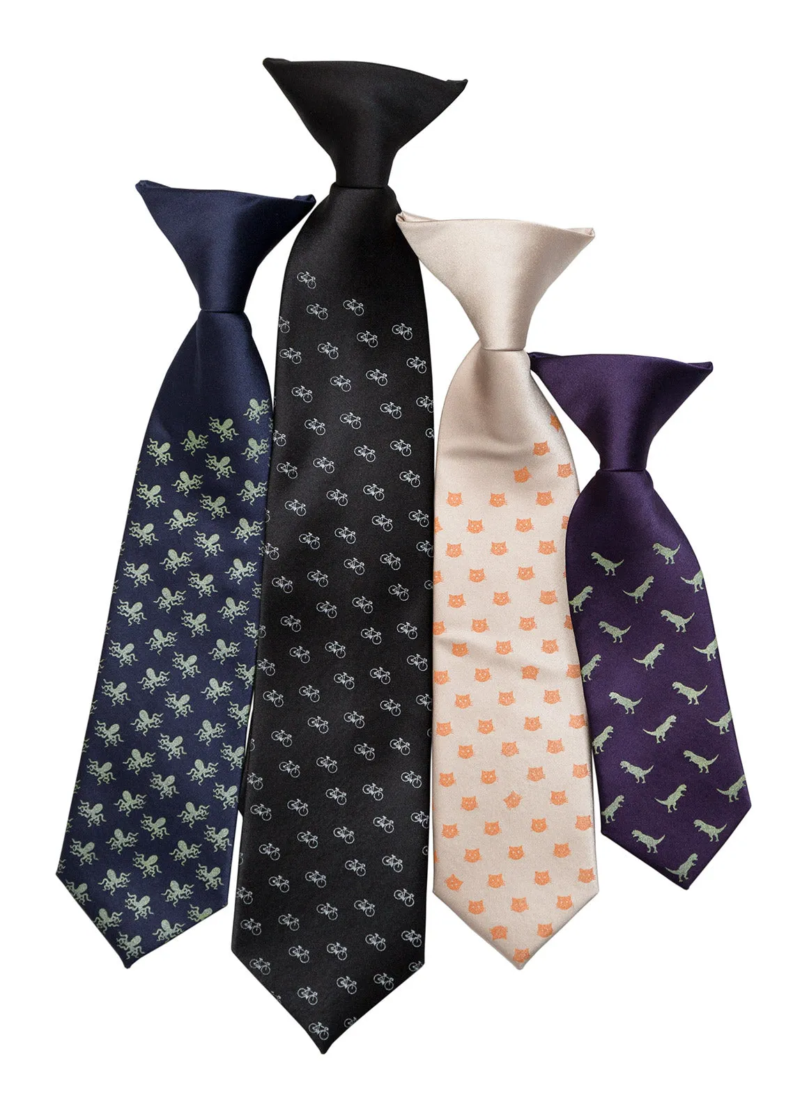 Tiny Cat Face Kid's Tie, Boy's Clip-on Cat Pattern Necktie