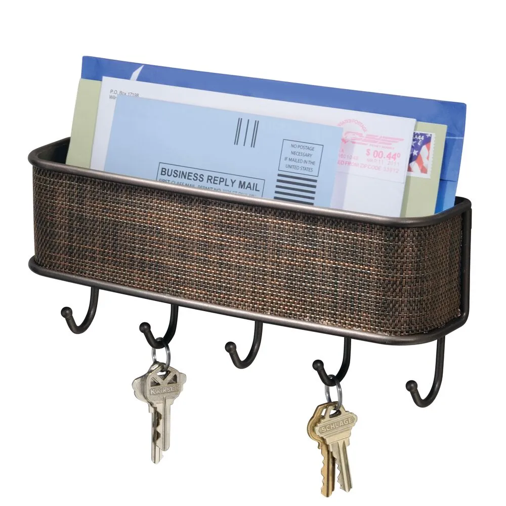 Twillo Wall Mount Mail & Key Rack Bronze